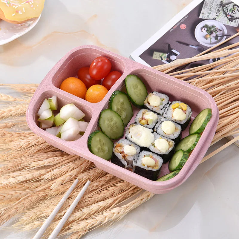 Afralia™ Kids' Wheat Straw Bento Box Set with Lunch Bag