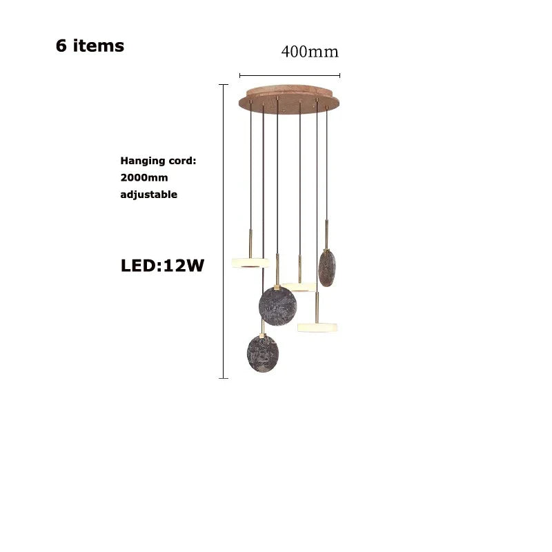 Afralia™ Burlywood Marble LED Ceiling Chandelier for Living Room