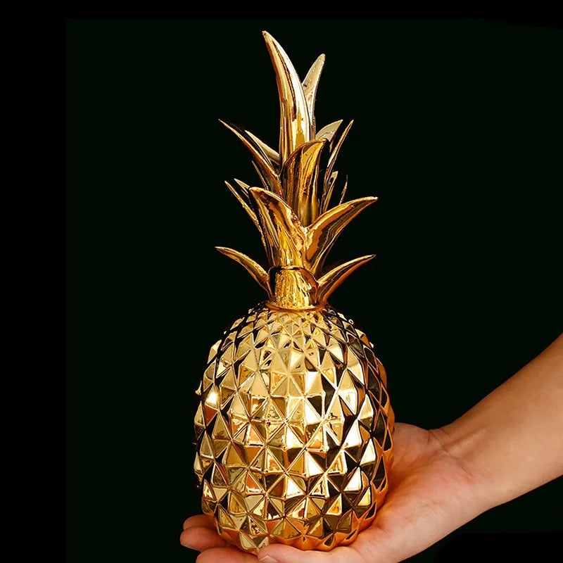 Afralia™ Ceramic Gold Pineapple Figurine: Nordic Light Luxury Modern Decor for Living Room