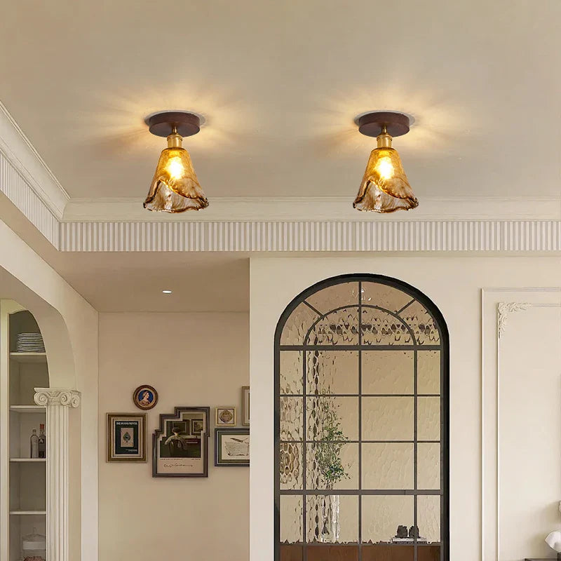 Afralia™ Copper Wood LED Ceiling Lamp Modern Indoor Lighting Fixtures