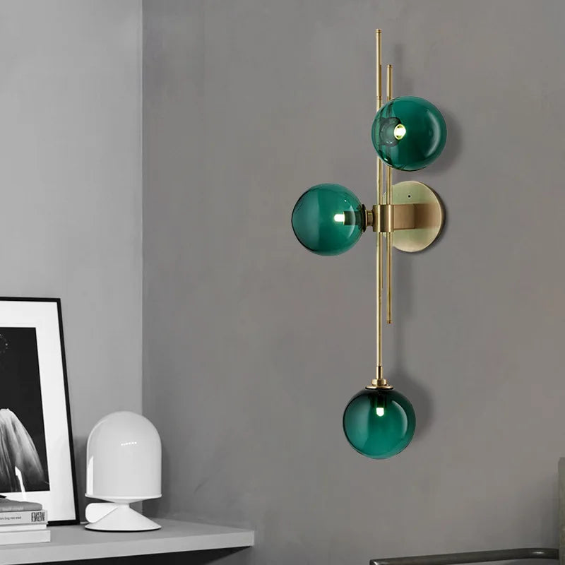 Afralia™ Modern Glass Ball Wall Lamp for Living Room, Study, Bedside, Loft, Bathroom