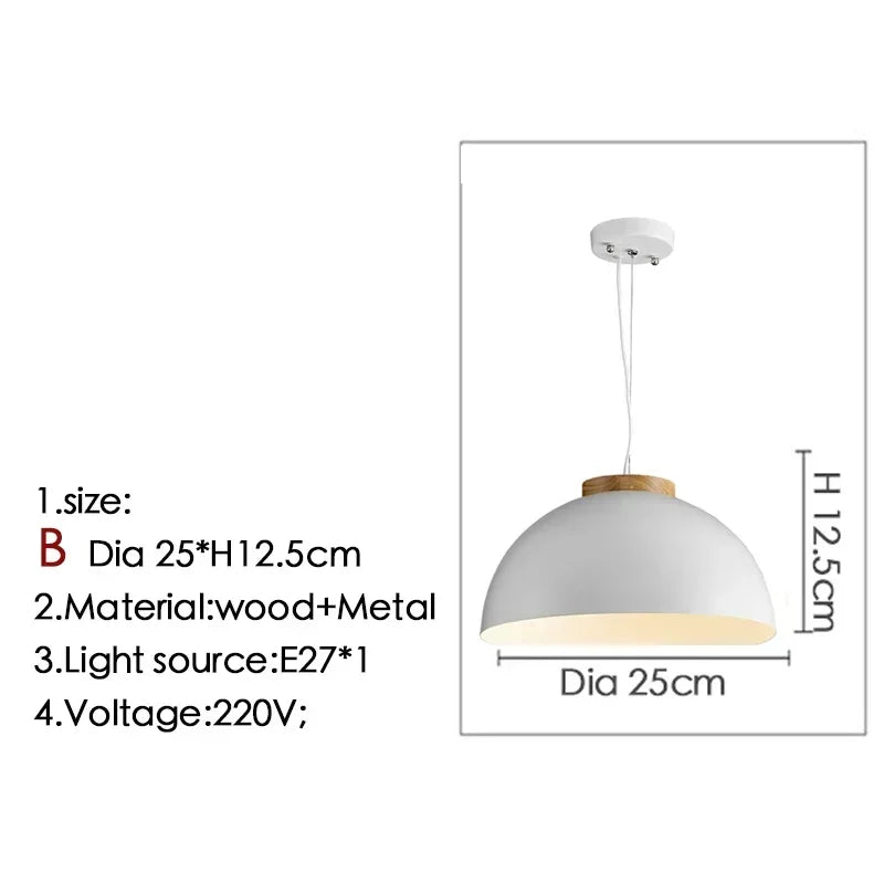 Afralia™ Nordic Walnut Dome Pendant LED Lamp for Modern Minimalist Lighting