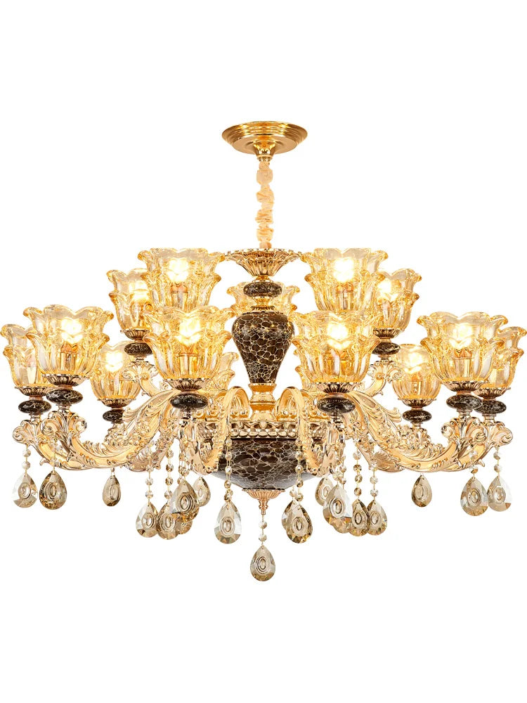 Afralia™ Luxury Crystals Chandelier Ceramic Crystal Lamp for Living Room Bedroom
