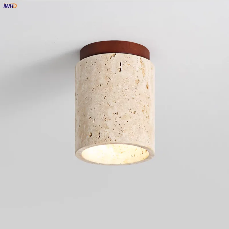 Afralia™ Wood Canopy LED Ceiling Lights Travertine Flush Mount Ceiling Lamp