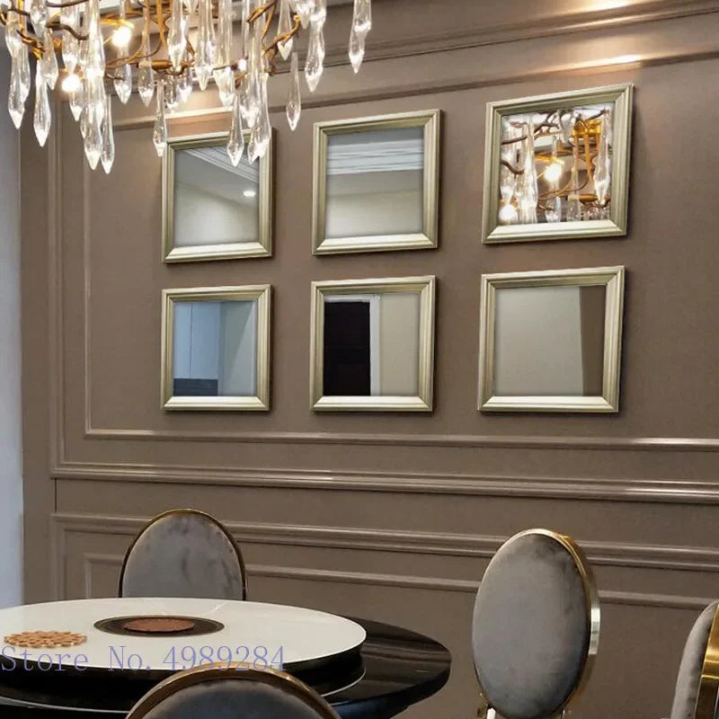 Afralia™ Golden Border Square Mirror Wall Decor Combination