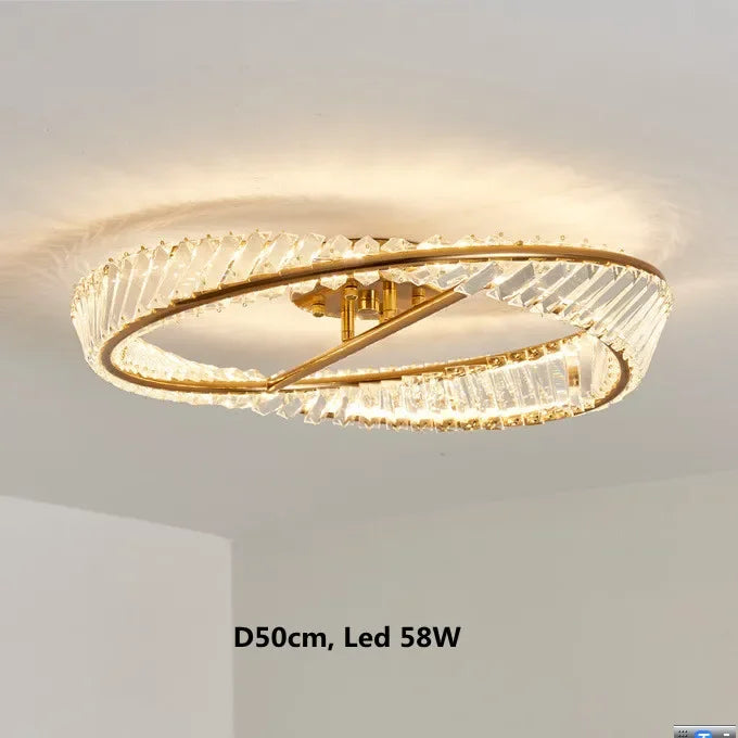 Afralia™ Gold Metal LED Dimmable Ceiling Light with K9 Crystals