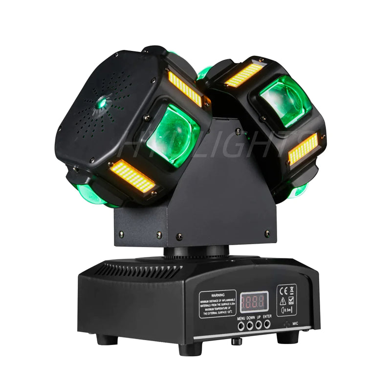 Afralia™ 8x12W RGBW 140W Dual Head LED Beam & Strobe & Laser 3-in-1 DJ Light