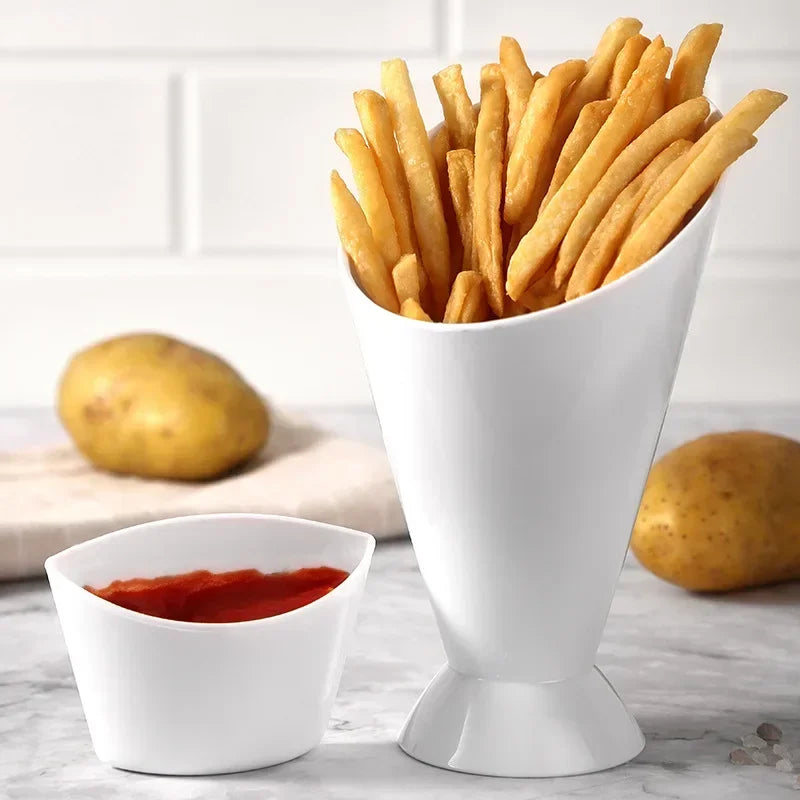 Afralia™ French Fries Holder with Sauce Cups for Snacks and Dips