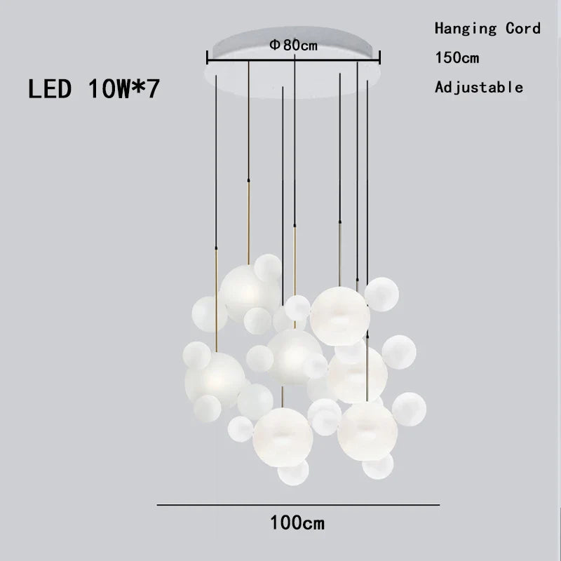 Afralia™ Round LED Glass Pendant Light, Modern White Bubble Lampshade for Home Ceiling Decor