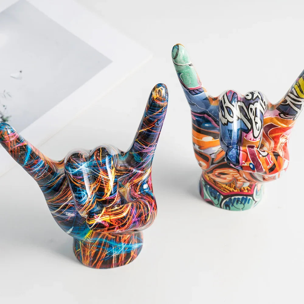 Afralia™ Hand Statue 19cm Modern Pop Art Resin Sculpture Home Decor