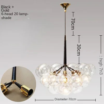 Afralia™ Nordic Glass Chandelier Pendant Lights - Black/White/Coffee - 9/12/18 Bubbles - Home Decor