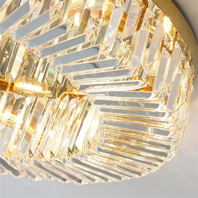 Afralia™ Modern Crystal LED Chandelier Chrome & Gold Ceiling Lamp for Living Room Decor