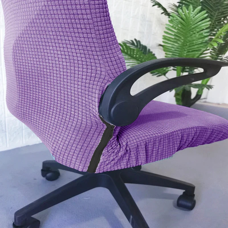 Afralia™ Waffle Grid Chair Cover | Solid Color Fleece Seat Case | Waterproof & Stretch_office Home Chair Protector