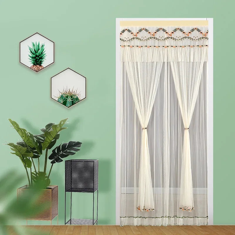 Afralia™ Lace Embroider Anti-Mosquito Net Door Curtains - Pleated Design for Light and Air Flow