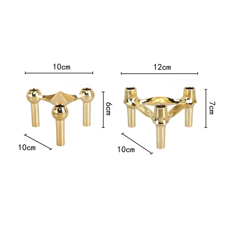 Afralia™ Triangle Candle Holder Golden Candelabrum Wedding Centerpiece
