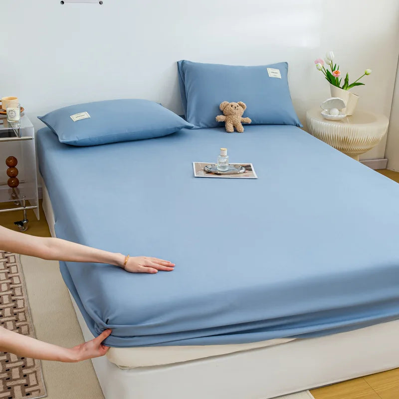 Afralia™ Solid Color Fitted Sheet 150x200 Queen Bed Soft Skin Friendly 180x200 Mattress Cover