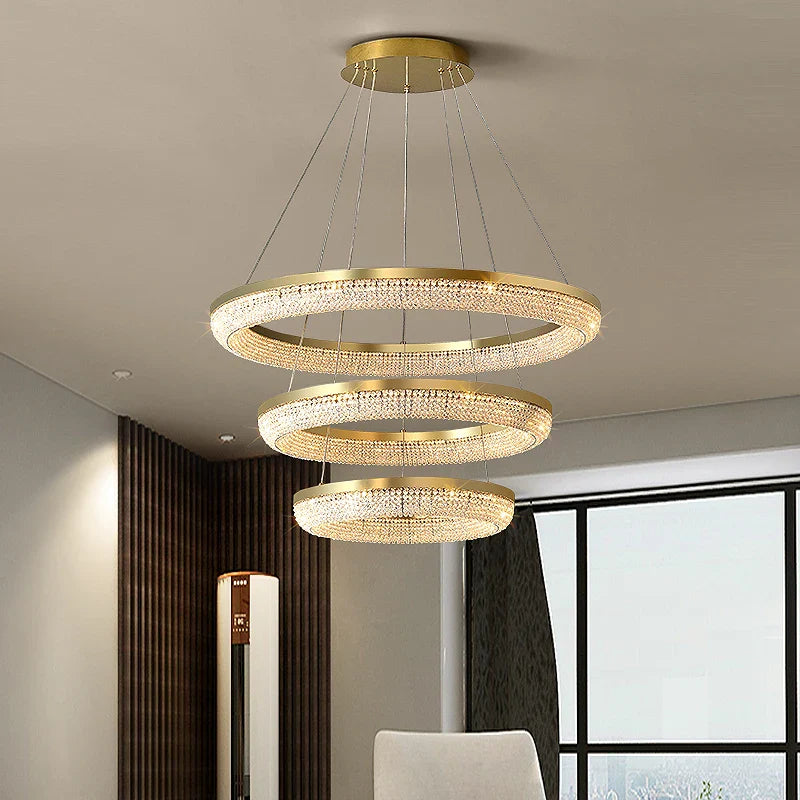 Afralia™ Nordic Crystal LED Ceiling Chandelier for Dining Room Kitchen Living Room