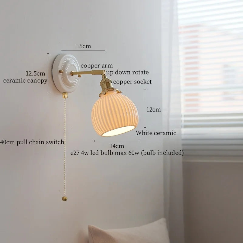 Afralia™ Ceramic Pumpkin LED Wall Sconce Modern Minimalist Bedroom Lighting