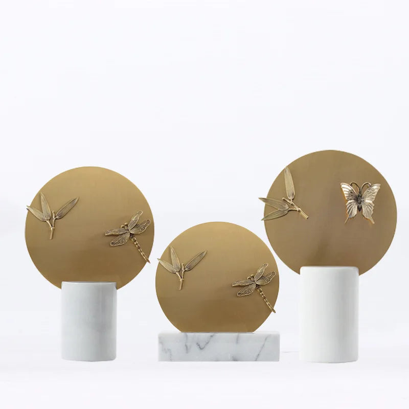 Afralia™ Golden Geometric Circle Insect Figurine Set Home Decor