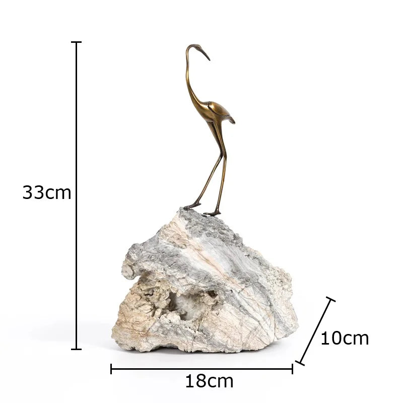 Afralia™ Golden Crane Sculpture: Modern Desk Decoration and Crafts for Room Aesthetics