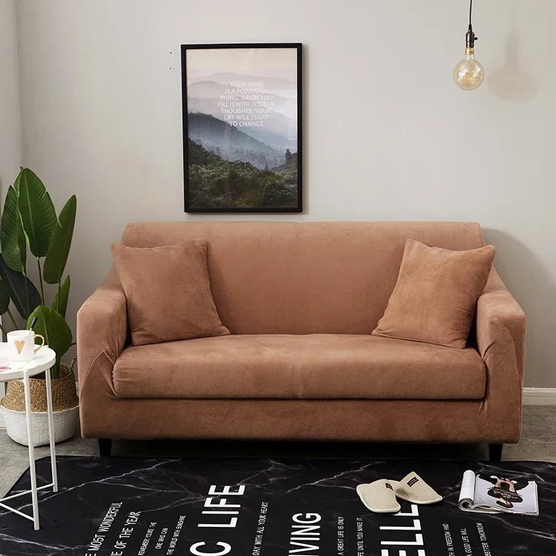 Afralia™ Solid Color Elastic Thicken Sofa Cover - Soft Stretch Spandex Slipcover