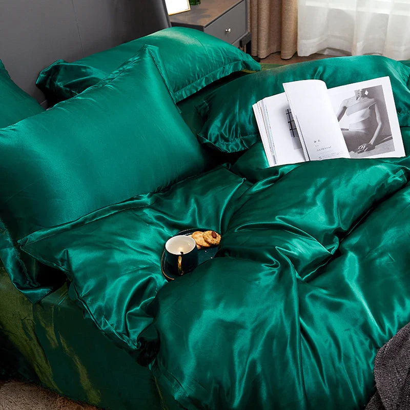 Afralia™ Silky Ice Solid Color Bedding Set for Cool Summer Sleep