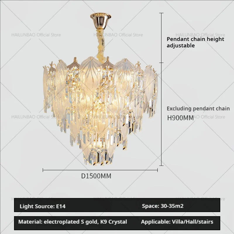 Afralia™ French Crystal Chandelier Cream Wind Lighting Elegant Luxury Lights