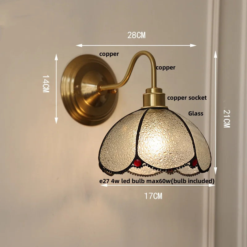 Afralia™ Glass Brass Wall Sconce LED Light Fixture for Dining Living Room Bathroom Mirror