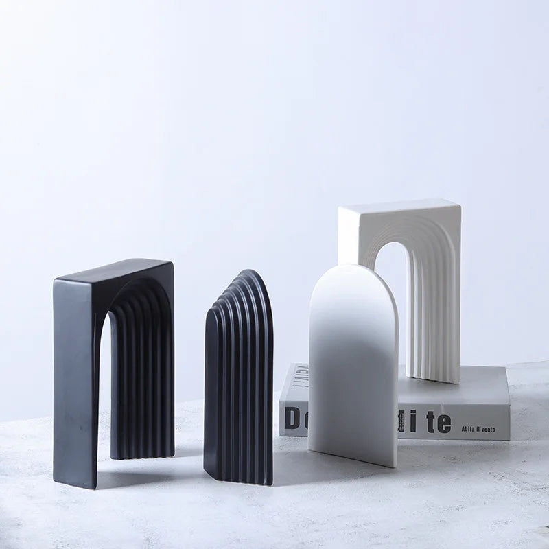 Afralia™ Geometric Ceramic Semicircular Arch Decor Figurines Home Decor Accessories