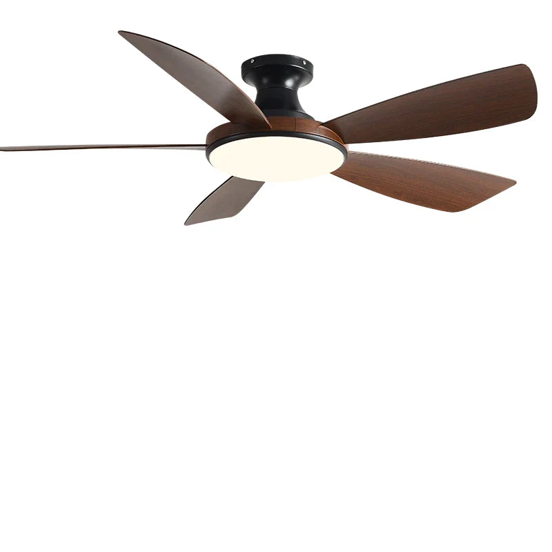 Afralia™ Modern Black Low Floor Ceiling Fan Light with DC Remote Control Led Lights