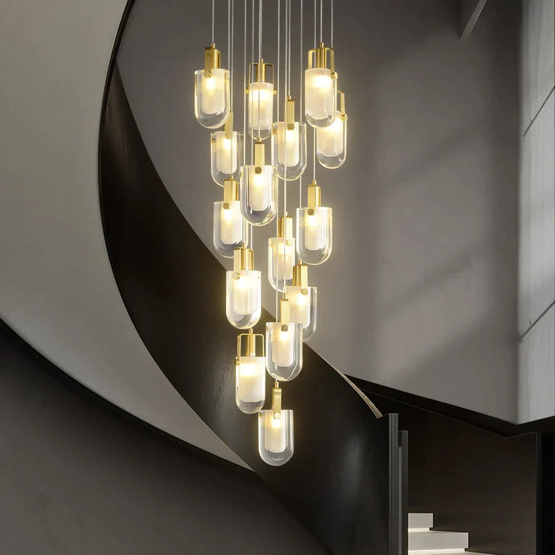 Afralia™ Crystal Luxury Stair Chandelier Modern Rotating Creative Designer Loft Penthouse