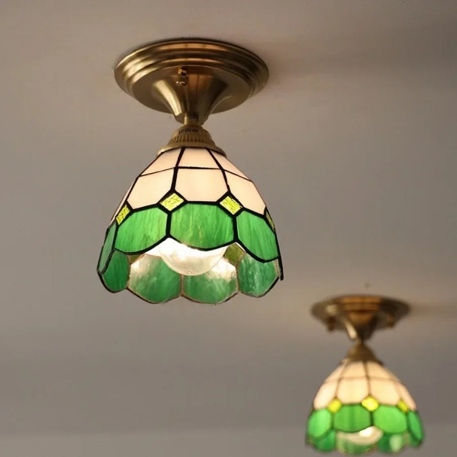 Afralia™ Tiffany Glass LED Ceiling Light - Modern Nordic Style Flush Mount Lamp