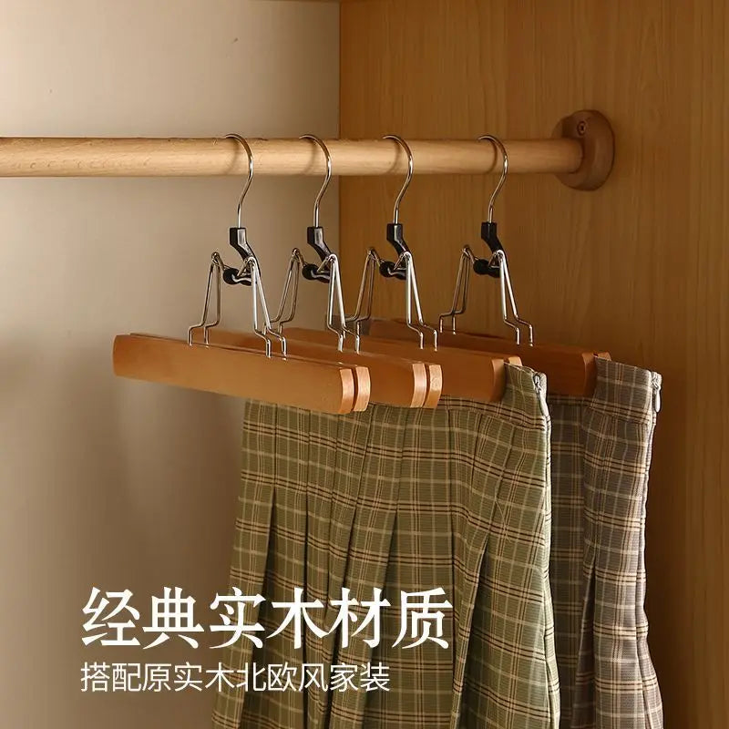 Afralia™ Woodiness Retro Color Pants Hanger High Quality Non-slip Wooden Hanger