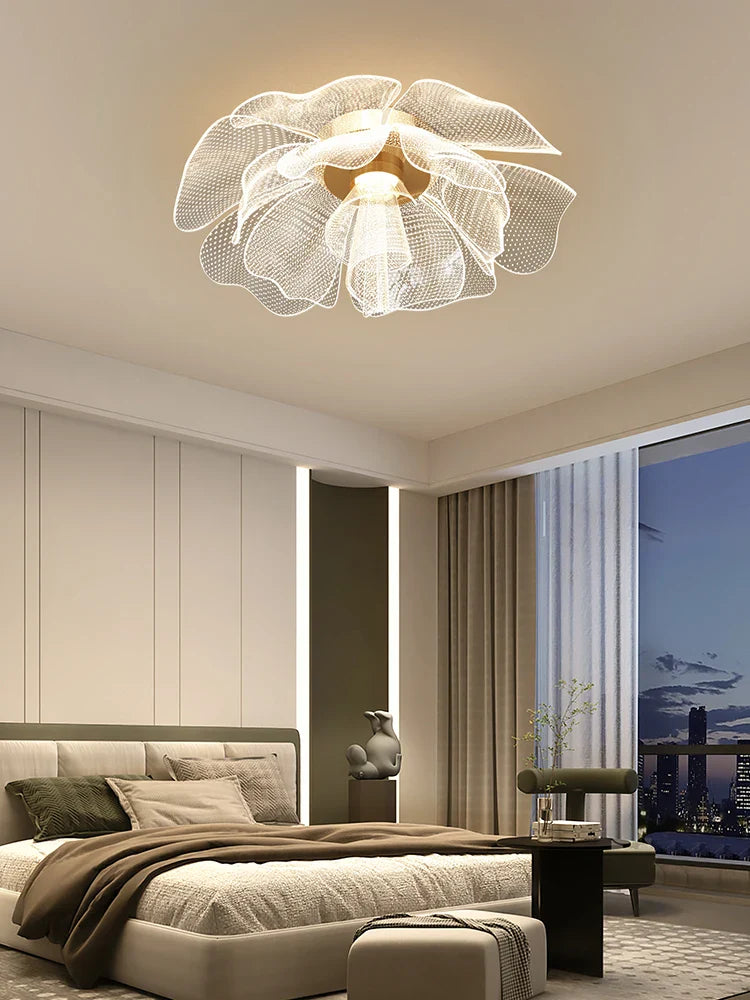 Afralia™ Flower Gold LED Ceiling Chandelier for Home Decor Lighting