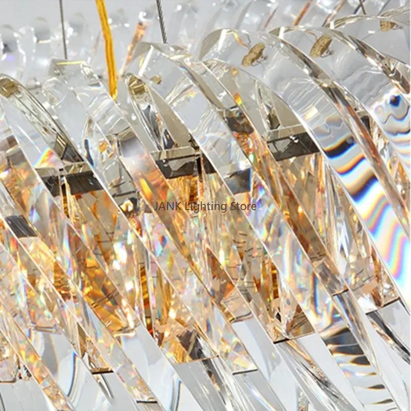 Afralia™ Oval Round Crystal Chandelier LED Pendant Lights for Luxurious Home Decor