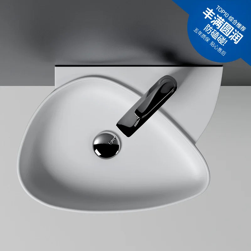 Afralia™ Small Ceramic Wall Mounted Wash Basin White Bathroom Basin 500x355x160mm