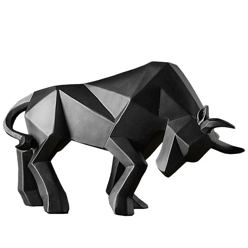 Afralia™ Geometric Bison Sculpture Resin Home Office Modern Decor Tabletop Figurine