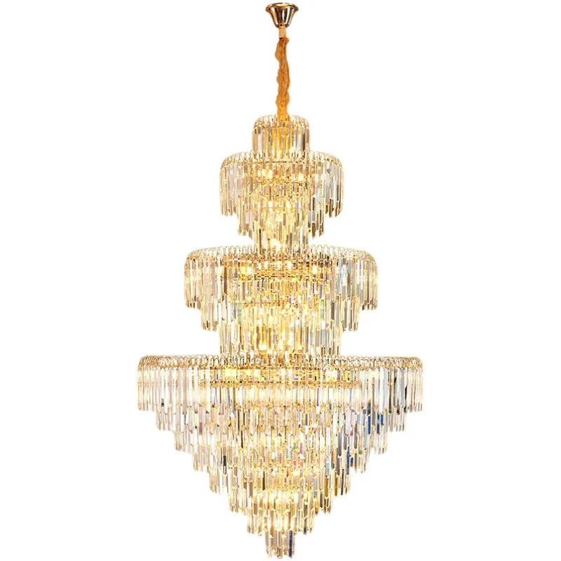 Afralia™ Luxury Crystal Chandelier for Villa Living Room LED Hall Long Lighting
