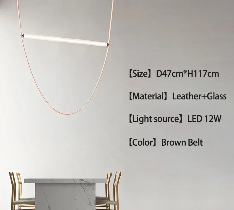 Afralia™ LED Leather Pendant Lamp: Minimalist Dining Room Hanging Light