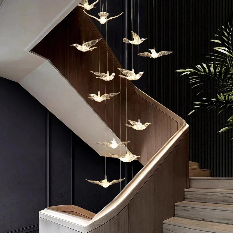 Afralia™ Bird Design LED Chandelier for Luxury Living Room and Restaurant