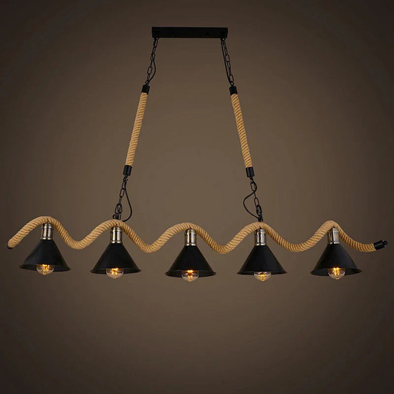 Afralia™ Industrial Hemp Rope Pendant Light Chandelier LED for Home Restaurant Kitchen