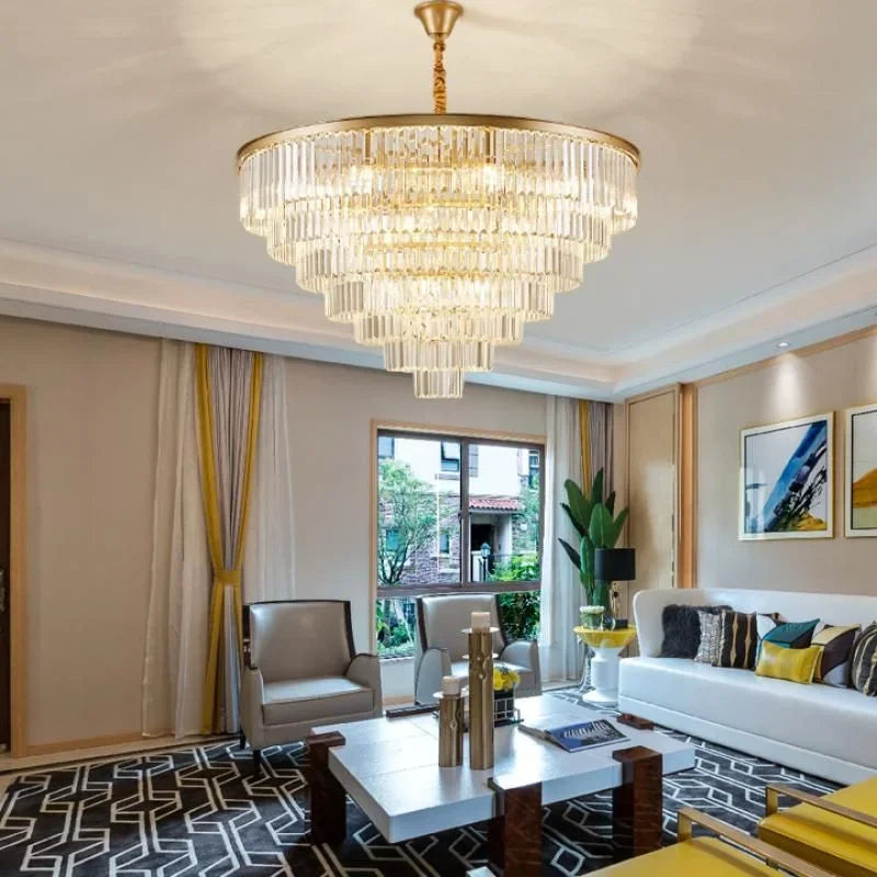 Afralia™ Crystal Gold Chandelier: Modern Living Room Bedroom Decor Lighting