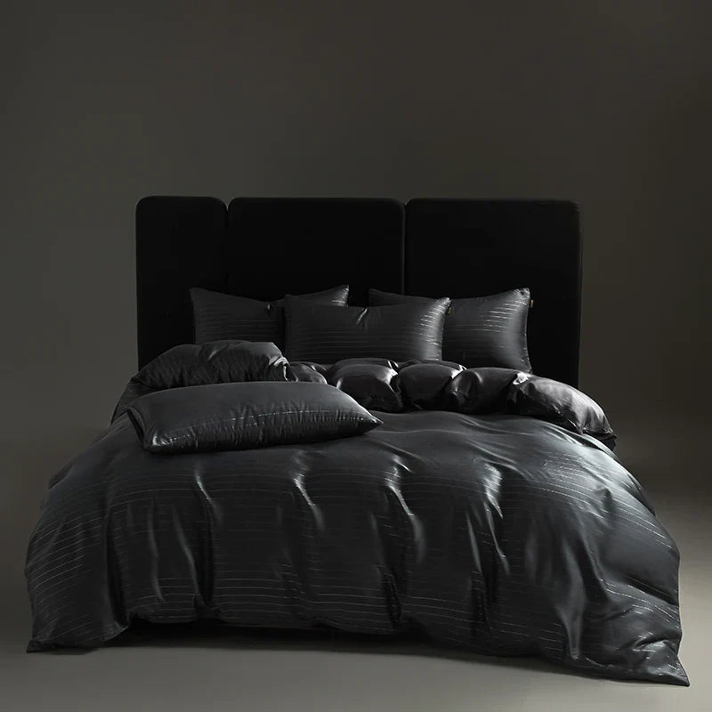 Afralia™ Eucalyptus Fiber Dark Gray Bedding Set: Soft, Silky Duvet Cover, Bed Sheet, Pillowcases