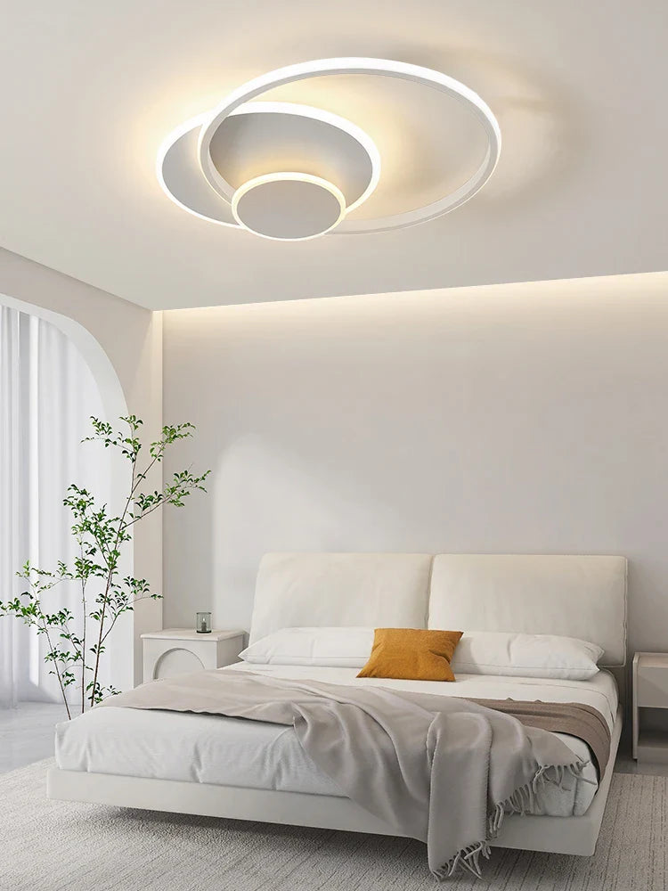 Afralia™ Circles LED Ceiling Lights Modern Minimalism Dimmable Bedroom Lamp Fixtures