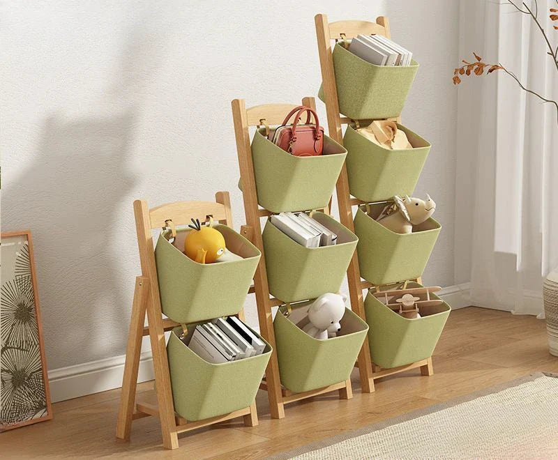 Afralia™ Solid Wood Storage Rack: Multi-layer Organizer for Living Room, Bedroom, Toys & Snacks