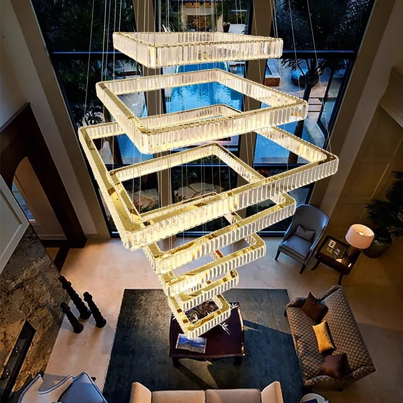 Afralia™ Crystal Chandelier Stair Pendant Light for Modern Home Decoration & Interior Lighting