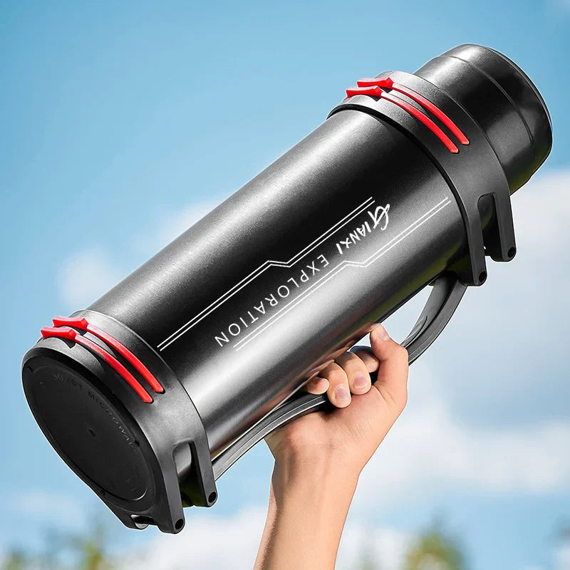 Afralia™ Stainless Steel Press-Type Water Bottle Thermos | Large Capacity, Portable, Travel Friendly