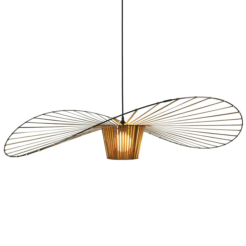 Afralia™ Vertigo Straw Hat Pendant Lamp French Fabric Elegant Designer Lighting