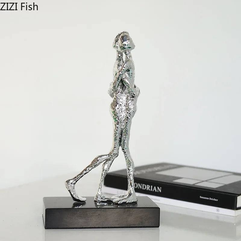 Afralia™ Abstract Lovers Sculpture Desk Ornament Home Decor Aesthetic Figure
