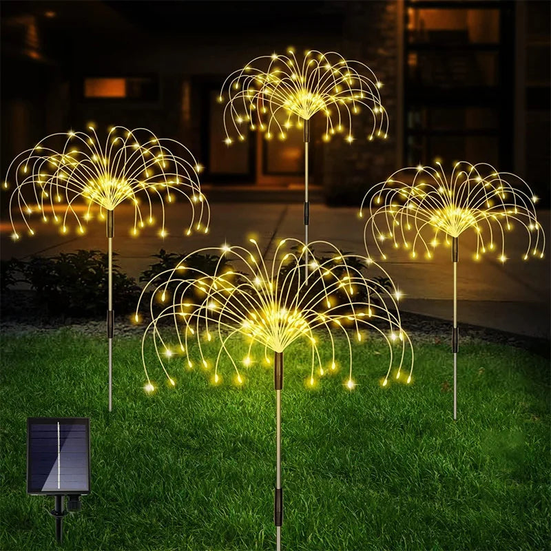Afralia™ Solar Firework Fairy Lights Outdoor Decoration for Garden, Patio, Party